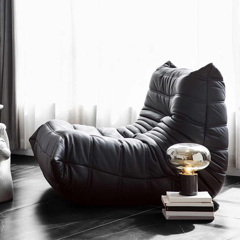 Modern Armless Chair, Faux Leather Upholstered Accent Chair, 40"(W) X 37"(D) X 28"(H) Black Clearhalo 'Accent Chairs' 'accent_chairs' 'Chairs & Seating' 'furn' 'furn_accent_chairs' 'Furniture' 'Living Room Furniture' 5515742