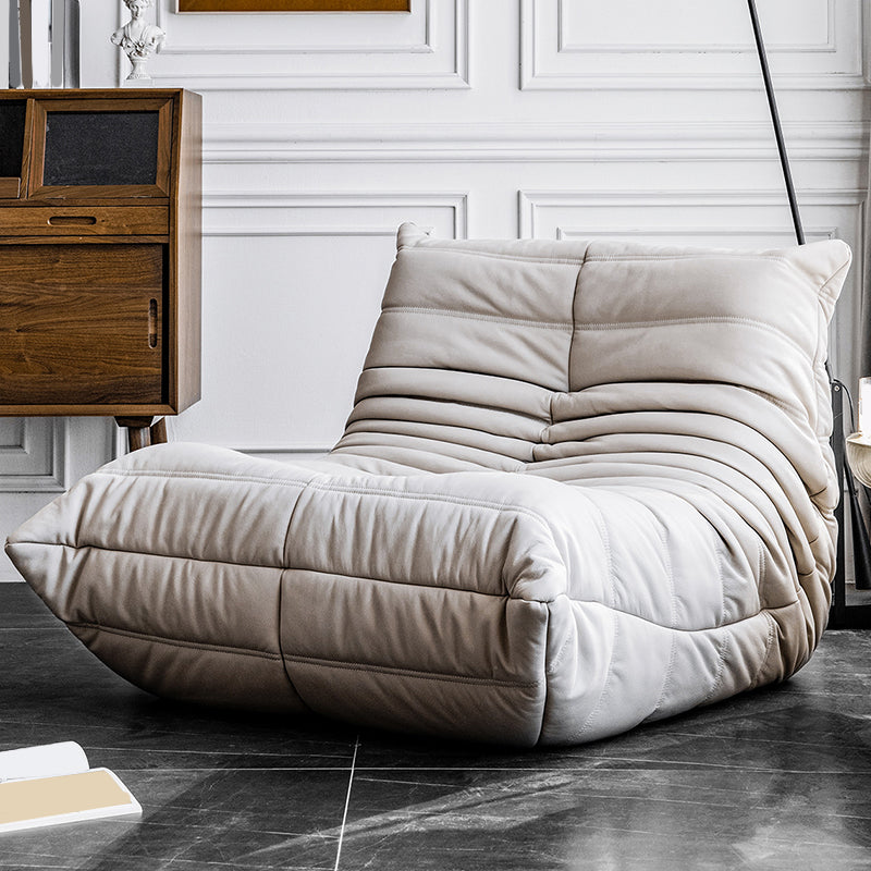 Modern Armless Chair, Faux Leather Upholstered Accent Chair, 40"(W) X 37"(D) X 28"(H) White-Apricot Clearhalo 'Accent Chairs' 'accent_chairs' 'Chairs & Seating' 'furn' 'furn_accent_chairs' 'Furniture' 'Living Room Furniture' 5515743