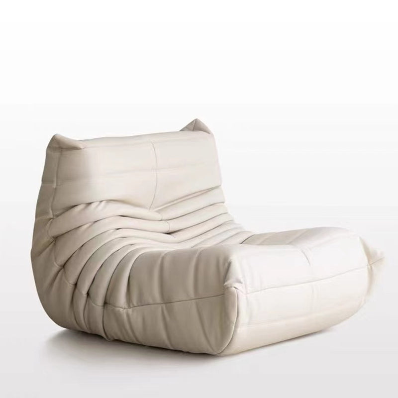 Modern Armless Chair, Faux Leather Upholstered Accent Chair, 40"(W) X 37"(D) X 28"(H) Off-White Clearhalo 'Accent Chairs' 'accent_chairs' 'Chairs & Seating' 'furn' 'furn_accent_chairs' 'Furniture' 'Living Room Furniture' 5515746