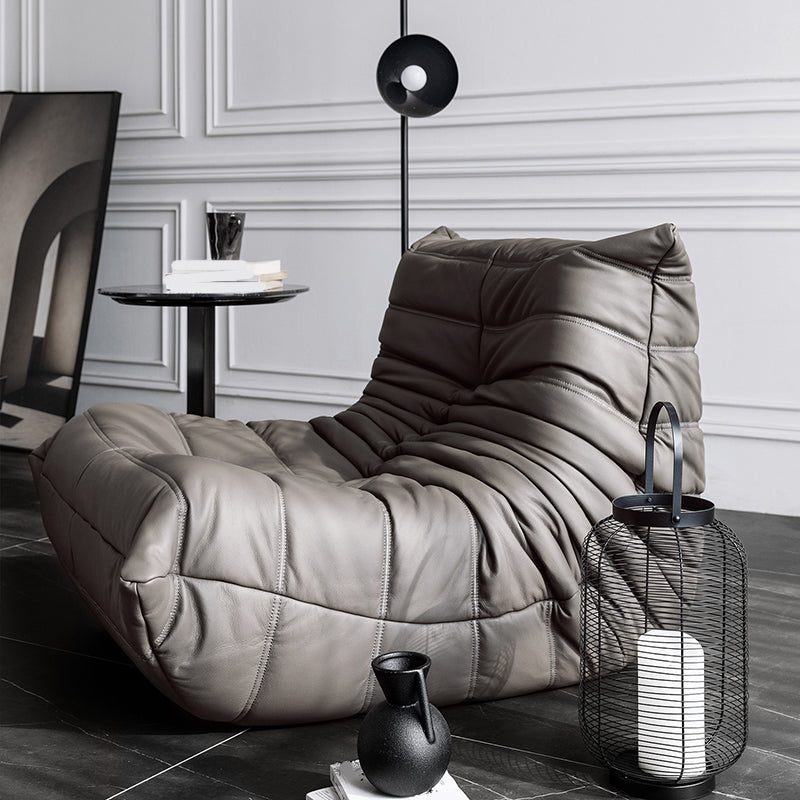 Modern Armless Chair, Faux Leather Upholstered Accent Chair, 40"(W) X 37"(D) X 28"(H) Grey Clearhalo 'Accent Chairs' 'accent_chairs' 'Chairs & Seating' 'furn' 'furn_accent_chairs' 'Furniture' 'Living Room Furniture' 5515750