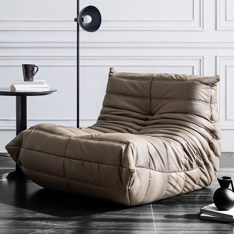 Modern Armless Chair, Faux Leather Upholstered Accent Chair, 40"(W) X 37"(D) X 28"(H) Light Khaki Clearhalo 'Accent Chairs' 'accent_chairs' 'Chairs & Seating' 'furn' 'furn_accent_chairs' 'Furniture' 'Living Room Furniture' 5515751