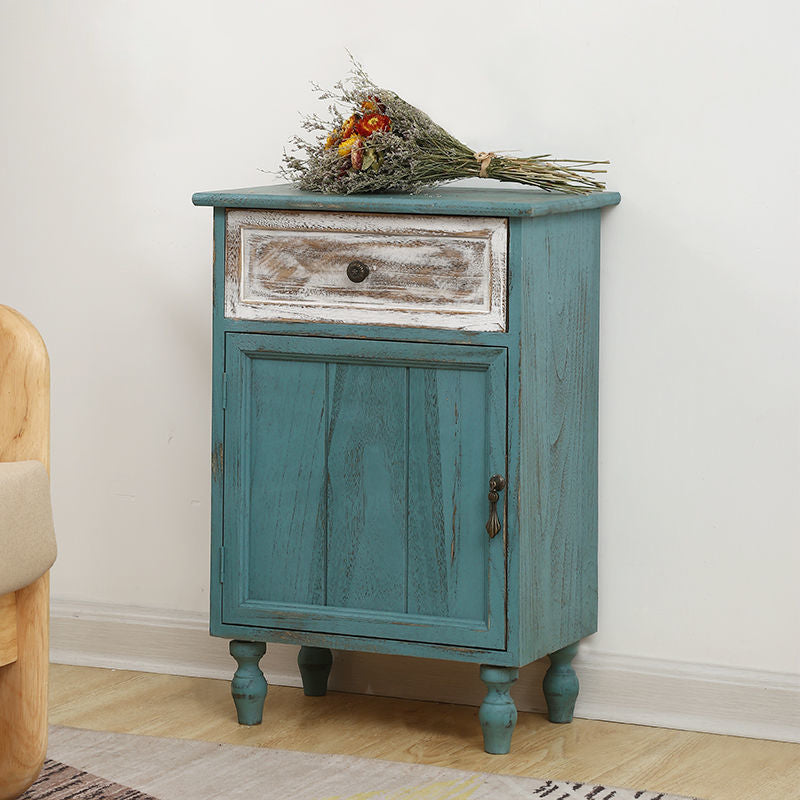 Industrial Accent Cabinet with 1 Door Turned Legs Storage Cabinet with Drawers 18"L x 12"W x 26"H Green Clearhalo 'Cabinets & Chests' 'cabinets_chests' 'furn' 'furn_cabinets_chests' 'Furniture' 'Living Room Furniture' 5515807