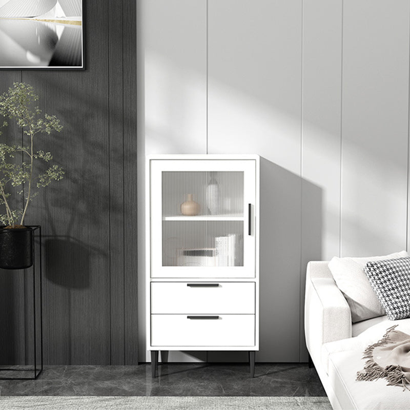 11.81" Wide Wooden Accent Cabinet with 1 Door Modern Side Cabinet with 2 Drawers 20"L x 12"W x 39"H White Clearhalo 'Cabinets & Chests' 'cabinets_chests' 'furn' 'furn_cabinets_chests' 'Furniture' 'Living Room Furniture' 5515846