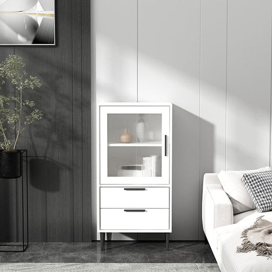 11.81" Wide Wooden Accent Cabinet with 1 Door Modern Side Cabinet with 2 Drawers 20"L x 12"W x 39"H White