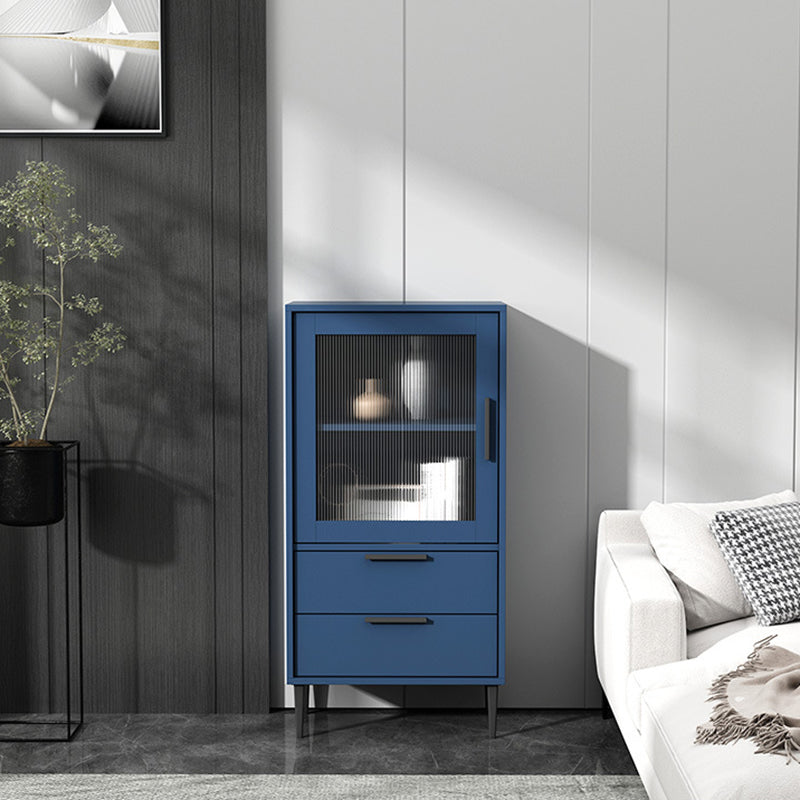 11.81" Wide Wooden Accent Cabinet with 1 Door Modern Side Cabinet with 2 Drawers 20"L x 12"W x 39"H Blue Clearhalo 'Cabinets & Chests' 'cabinets_chests' 'furn' 'furn_cabinets_chests' 'Furniture' 'Living Room Furniture' 5515847