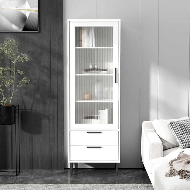 11.81" Wide Wooden Accent Cabinet with 1 Door Modern Side Cabinet with 2 Drawers 20"L x 12"W x 59"H White Clearhalo 'Cabinets & Chests' 'cabinets_chests' 'furn' 'furn_cabinets_chests' 'Furniture' 'Living Room Furniture' 5515851