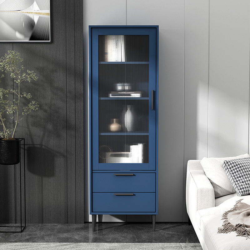11.81" Wide Wooden Accent Cabinet with 1 Door Modern Side Cabinet with 2 Drawers 20"L x 12"W x 59"H Blue Clearhalo 'Cabinets & Chests' 'cabinets_chests' 'furn' 'furn_cabinets_chests' 'Furniture' 'Living Room Furniture' 5515852