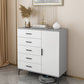 White Wooden Accent Cabinet with Door Modern Chest with 5 Drawers