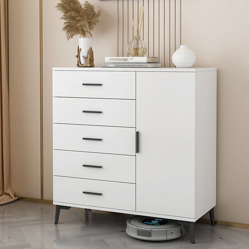 Wit houten accentkast met deur moderne borst met 5 laden