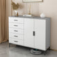 White Wooden Accent Cabinet with Door Modern Chest with 5 Drawers