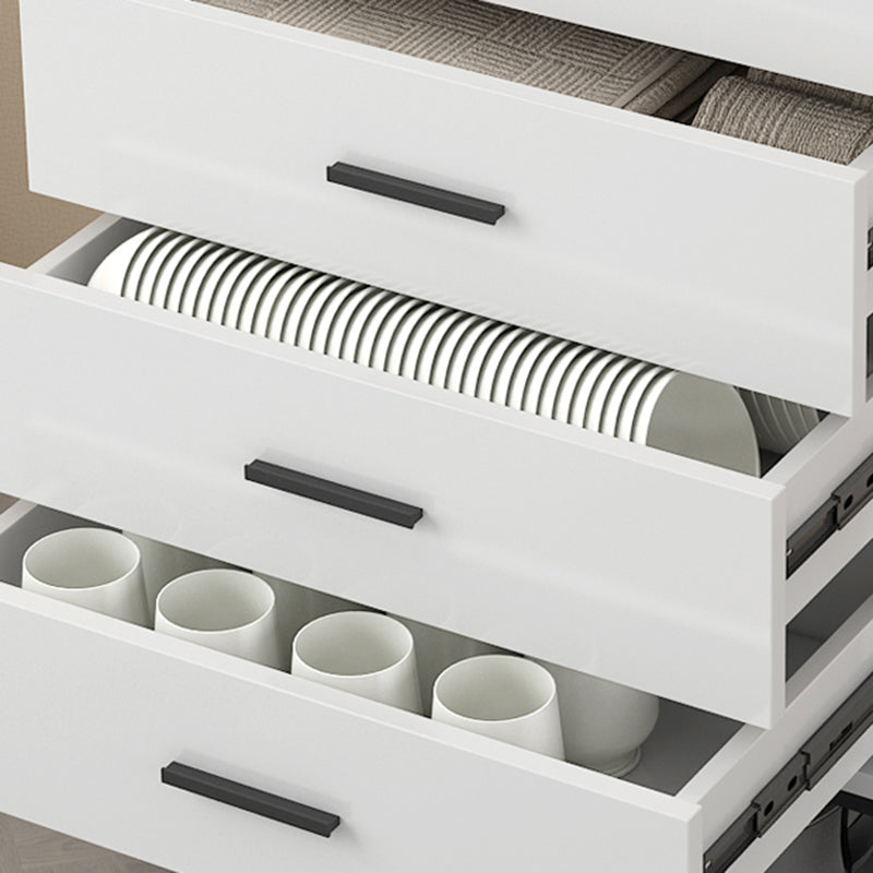 White Wooden Accent Cabinet with Door Modern Chest with 5 Drawers