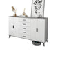 White Wooden Accent Cabinet with Door Modern Chest with 5 Drawers