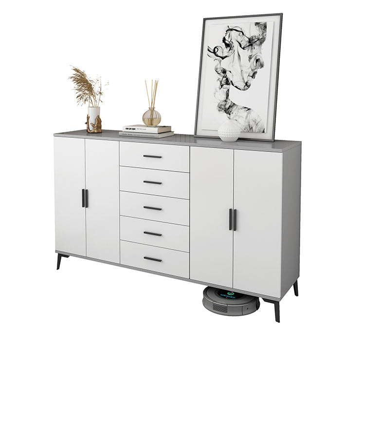 Mobile accento in legno bianco con toracano moderno con 5 cassetti
