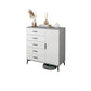 White Wooden Accent Cabinet with Door Modern Chest with 5 Drawers