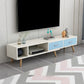 Scandinavian Style Wood TV Stand Enclosed Storage Stand Console with Drawers 81"L x 12"W x 16.5"H White-Blue Clearhalo 'furn' 'furn_tv_stands_entertainment_centers' 'Furniture' 'Living Room Furniture' 'TV Stands & Entertainment Centers' 'TV Stands & Media Storage Furniture' 'tv_stands_entertainment_centers' 5516116