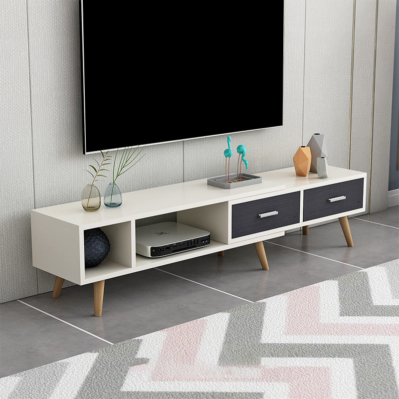 Scandinavian Style Wood TV Stand Enclosed Storage Stand Console with Drawers 81"L x 12"W x 16.5"H Black White Clearhalo 'furn' 'furn_tv_stands_entertainment_centers' 'Furniture' 'Living Room Furniture' 'TV Stands & Entertainment Centers' 'TV Stands & Media Storage Furniture' 'tv_stands_entertainment_centers' 5516118