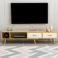 Scandinavian Style Wood TV Stand Enclosed Storage Stand Console with Drawers 81"L x 12"W x 16.5"H Natural Wood White Clearhalo 'furn' 'furn_tv_stands_entertainment_centers' 'Furniture' 'Living Room Furniture' 'TV Stands & Entertainment Centers' 'TV Stands & Media Storage Furniture' 'tv_stands_entertainment_centers' 5516122