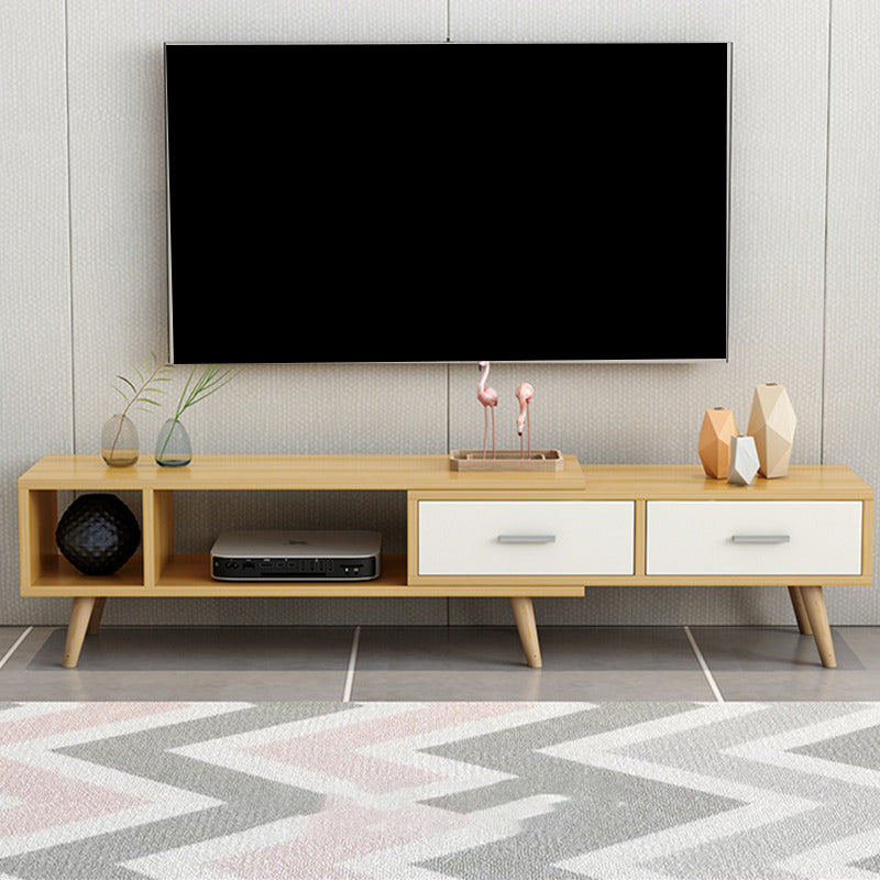 Scandinavian Style Wood TV Stand Enclosed Storage Stand Console with Drawers 81"L x 12"W x 16.5"H Natural Wood White Clearhalo 'furn' 'furn_tv_stands_entertainment_centers' 'Furniture' 'Living Room Furniture' 'TV Stands & Entertainment Centers' 'TV Stands & Media Storage Furniture' 'tv_stands_entertainment_centers' 5516122