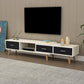 Scandinavian Style Wood TV Stand Enclosed Storage Stand Console with Drawers 85"L x 12"W x 16.5"H Black White Clearhalo 'furn' 'furn_tv_stands_entertainment_centers' 'Furniture' 'Living Room Furniture' 'TV Stands & Entertainment Centers' 'TV Stands & Media Storage Furniture' 'tv_stands_entertainment_centers' 5516126