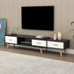 Scandinavian Style Wood TV Stand Enclosed Storage Stand Console with Drawers 85"L x 12"W x 16.5"H White-Black Clearhalo 'furn' 'furn_tv_stands_entertainment_centers' 'Furniture' 'Living Room Furniture' 'TV Stands & Entertainment Centers' 'TV Stands & Media Storage Furniture' 'tv_stands_entertainment_centers' 5516130