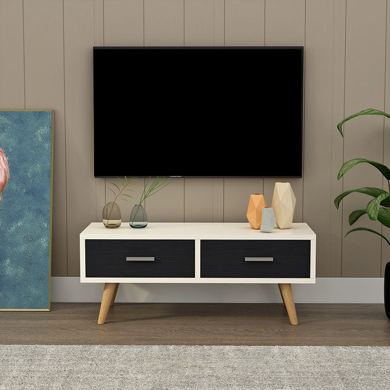 Scandinavian Style Wood TV Stand Enclosed Storage Stand Console with Drawers 39.5"L x 12"W x 16"H Black White Clearhalo 'furn' 'furn_tv_stands_entertainment_centers' 'Furniture' 'Living Room Furniture' 'TV Stands & Entertainment Centers' 'TV Stands & Media Storage Furniture' 'tv_stands_entertainment_centers' 5516137