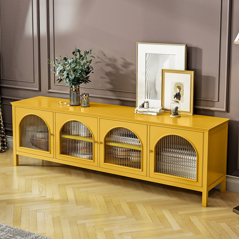 Industrial Metal TV Media Stand Polish Finish Media Console with Enclosed Storage Yellow Clearhalo 'furn' 'furn_tv_stands_entertainment_centers' 'Furniture' 'Living Room Furniture' 'TV Stands & Entertainment Centers' 'TV Stands & Media Storage Furniture' 'tv_stands_entertainment_centers' 5516150