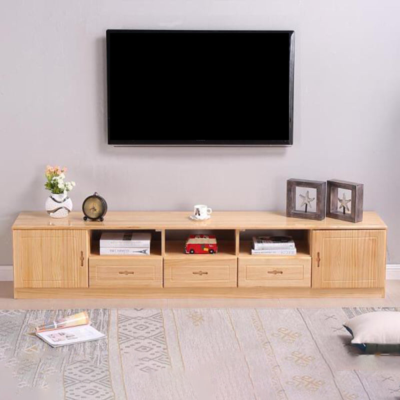 Scandinavian Pine Wood TV Media Stand Natural Wood Media Console with Drawers Clearhalo 'furn' 'furn_tv_stands_entertainment_centers' 'Furniture' 'Living Room Furniture' 'TV Stands & Entertainment Centers' 'TV Stands & Media Storage Furniture' 'tv_stands_entertainment_centers' 5516239