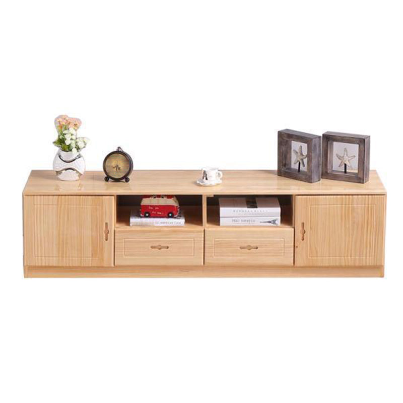 Scandinavian Pine Wood TV Media Stand Natural Wood Media Console with Drawers 55"L x 14"W x 20"H Clearhalo 'furn' 'furn_tv_stands_entertainment_centers' 'Furniture' 'Living Room Furniture' 'TV Stands & Entertainment Centers' 'TV Stands & Media Storage Furniture' 'tv_stands_entertainment_centers' 5516240