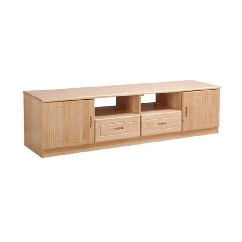Scandinavian Pine Wood TV Media Stand Natural Wood Media Console with Drawers 55"L x 14"W x 16"H Clearhalo 'furn' 'furn_tv_stands_entertainment_centers' 'Furniture' 'Living Room Furniture' 'TV Stands & Entertainment Centers' 'TV Stands & Media Storage Furniture' 'tv_stands_entertainment_centers' 5516245