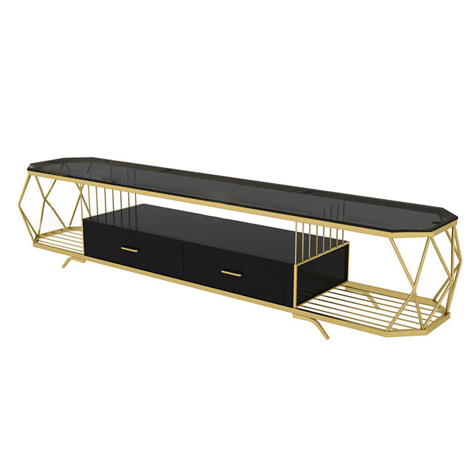 17.72"H TV Stand Glam Style TV Console with 2 Drawers for Living Room Gold-Black Clearhalo 'furn' 'furn_tv_stands_entertainment_centers' 'Furniture' 'Living Room Furniture' 'TV Stands & Entertainment Centers' 'TV Stands & Media Storage Furniture' 'tv_stands_entertainment_centers' 5516284