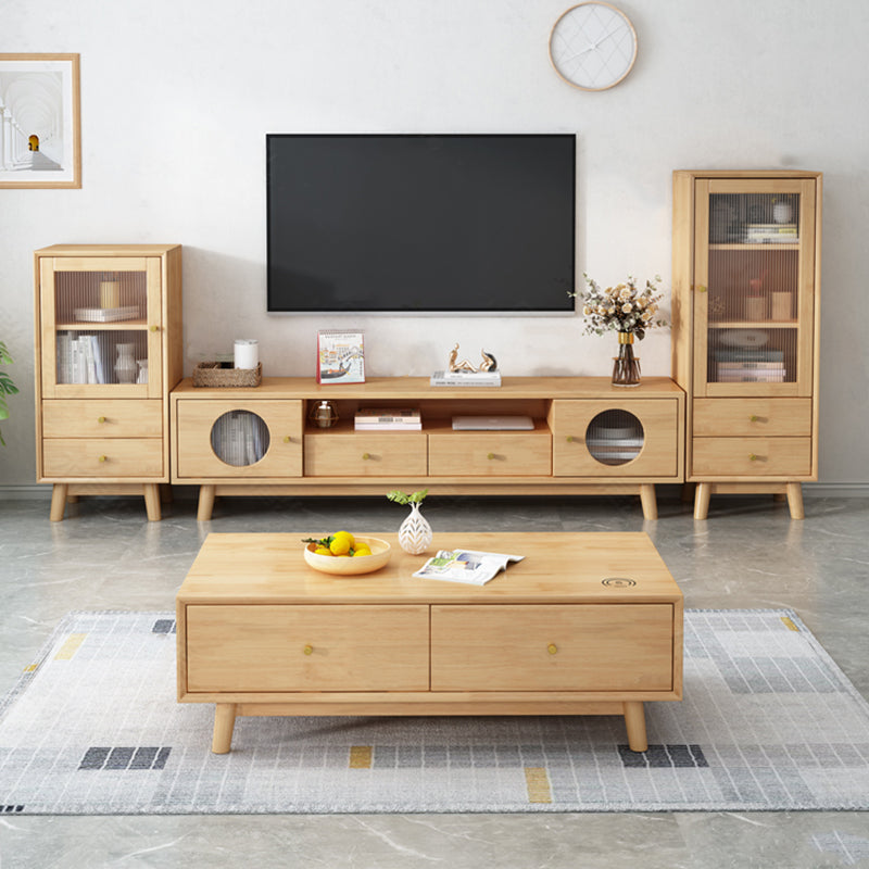 17.72"H TV Stand Contemporary Style Solid Wood TV Console with 2 Drawers Clearhalo 'furn' 'furn_tv_stands_entertainment_centers' 'Furniture' 'Living Room Furniture' 'TV Stands & Entertainment Centers' 'TV Stands & Media Storage Furniture' 'tv_stands_entertainment_centers' 5516383