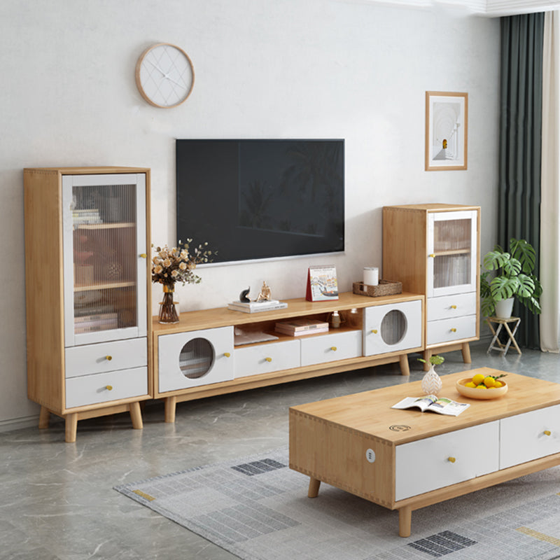 17.72"H TV Stand Contemporary Style Solid Wood TV Console with 2 Drawers Clearhalo 'furn' 'furn_tv_stands_entertainment_centers' 'Furniture' 'Living Room Furniture' 'TV Stands & Entertainment Centers' 'TV Stands & Media Storage Furniture' 'tv_stands_entertainment_centers' 5516386