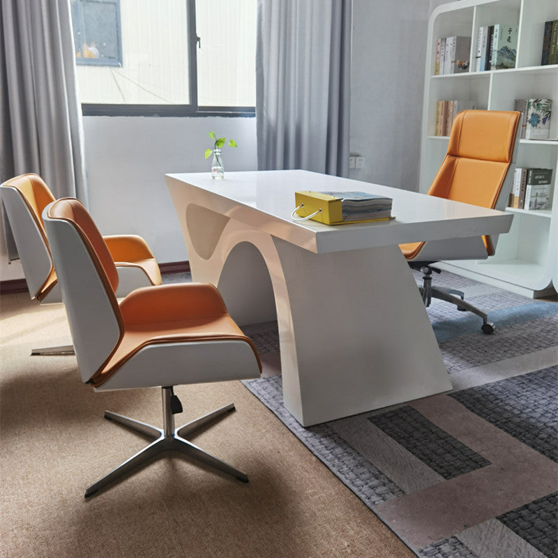 Faux Leather Adjustable Task Chair Silver Metal Base Contemporary Office Chair Clearhalo 'furn' 'furn_office_chair' 'Furniture' 'Office Chairs' 'Office Furniture' 'office_chair' 5516429