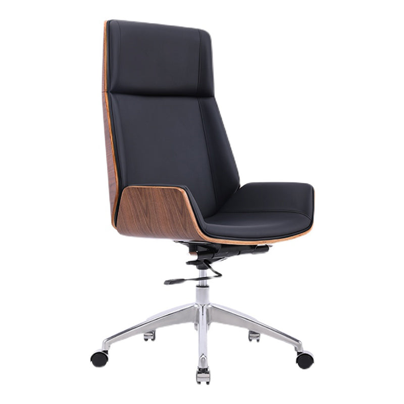 Faux Leather Adjustable Task Chair Silver Metal Base Contemporary Office Chair Clearhalo 'furn' 'furn_office_chair' 'Furniture' 'Office Chairs' 'Office Furniture' 'office_chair' 5516430