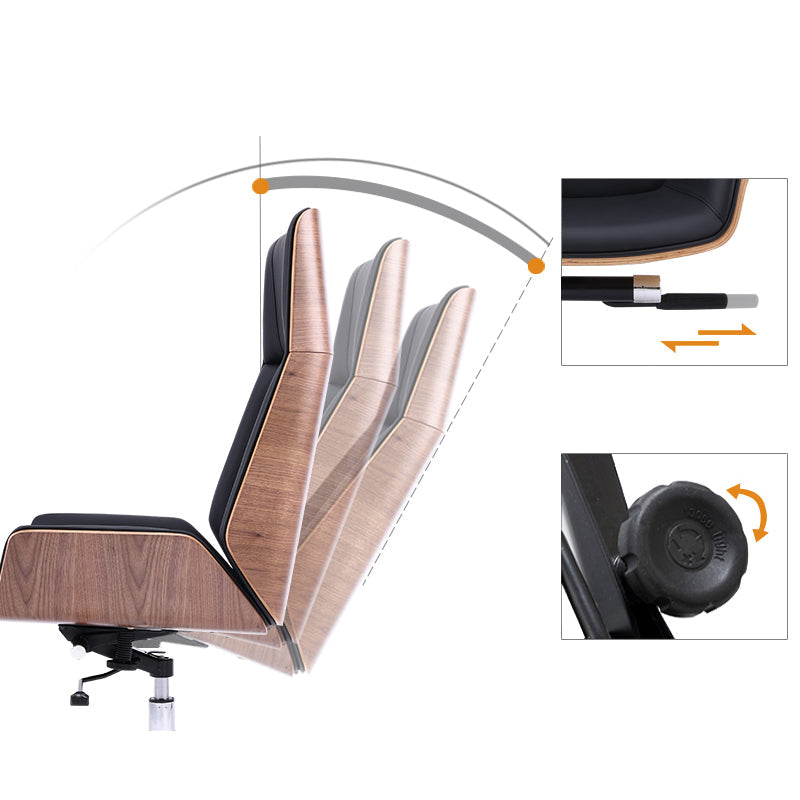 Faux Leather Adjustable Task Chair Silver Metal Base Contemporary Office Chair Clearhalo 'furn' 'furn_office_chair' 'Furniture' 'Office Chairs' 'Office Furniture' 'office_chair' 5516432