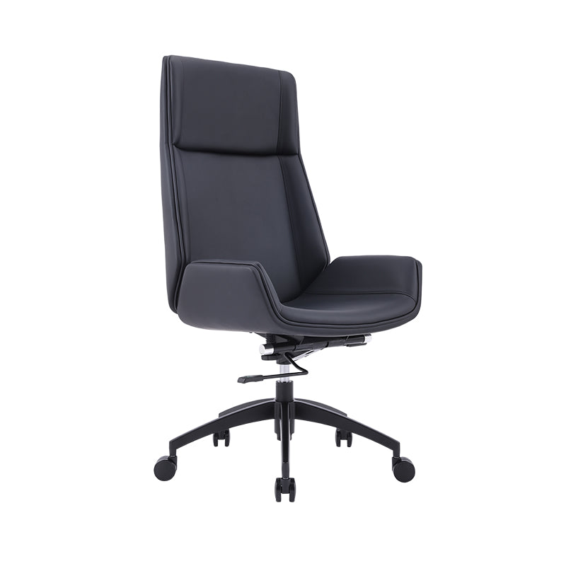 Faux Leather Adjustable Task Chair Silver Metal Base Contemporary Office Chair Black High-Back (Over 22 in.) Clearhalo 'furn' 'furn_office_chair' 'Furniture' 'Office Chairs' 'Office Furniture' 'office_chair' 5516433