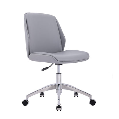 Faux Leather Adjustable Task Chair Silver Metal Base Contemporary Office Chair Light Gray Mid-Back (14-22 in.) Clearhalo 'furn' 'furn_office_chair' 'Furniture' 'Office Chairs' 'Office Furniture' 'office_chair' 5516445