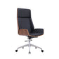 Faux Leather Adjustable Task Chair Silver Metal Base Contemporary Office Chair Walnut High-Back (Over 22 in.) Clearhalo 'furn' 'furn_office_chair' 'Furniture' 'Office Chairs' 'Office Furniture' 'office_chair' 5516446