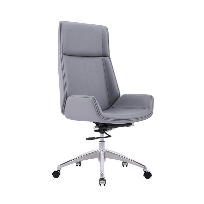 Faux Leather Adjustable Task Chair Silver Metal Base Contemporary Office Chair Grey High-Back (Over 22 in.) Clearhalo 'furn' 'furn_office_chair' 'Furniture' 'Office Chairs' 'Office Furniture' 'office_chair' 5516451