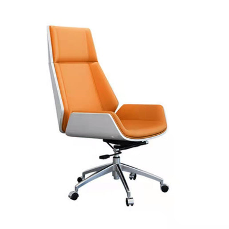 Faux Leather Adjustable Task Chair Silver Metal Base Contemporary Office Chair Orange High-Back (Over 22 in.) Clearhalo 'furn' 'furn_office_chair' 'Furniture' 'Office Chairs' 'Office Furniture' 'office_chair' 5516452