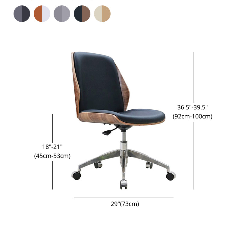 Faux Leather Adjustable Task Chair Silver Metal Base Contemporary Office Chair Clearhalo 'furn' 'furn_office_chair' 'Furniture' 'Office Chairs' 'Office Furniture' 'office_chair' 5516453
