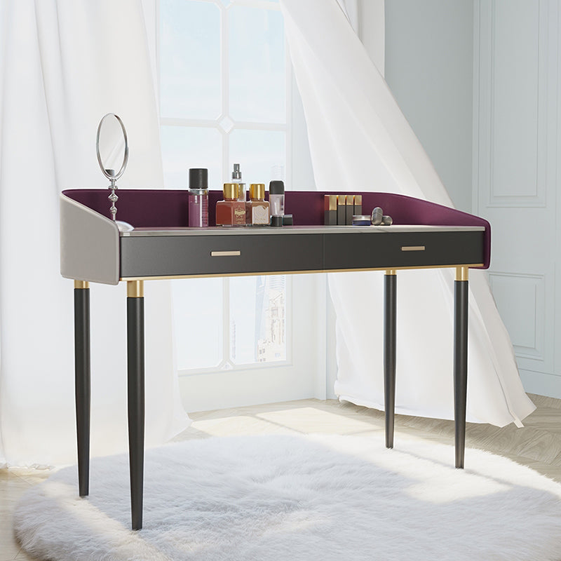 Solid Wood Vanity Luxurious Stone Top Dressing Table in Purple Clearhalo 'Bedroom Furniture' 'furn' 'furn_makeup_vanities' 'Furniture' 'Makeup Vanities' 'makeup_vanities' 5516459