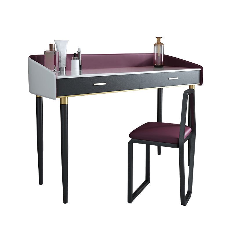 Solid Wood Vanity Luxurious Stone Top Dressing Table in Purple Makeup Vanity & Stools Clearhalo 'Bedroom Furniture' 'furn' 'furn_makeup_vanities' 'Furniture' 'Makeup Vanities' 'makeup_vanities' 5516462