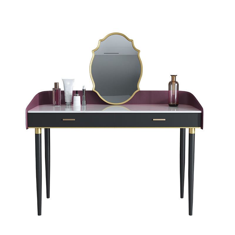 Solid Wood Vanity Luxurious Stone Top Dressing Table in Purple Clearhalo 'Bedroom Furniture' 'furn' 'furn_makeup_vanities' 'Furniture' 'Makeup Vanities' 'makeup_vanities' 5516468