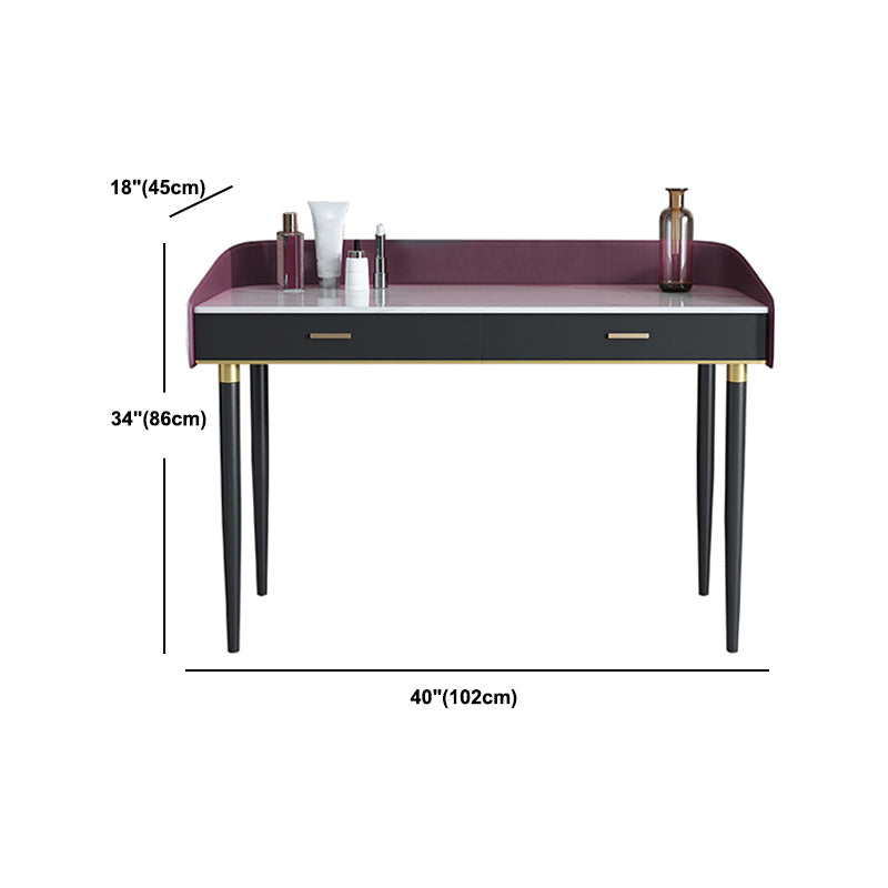 Solid Wood Vanity Luxurious Stone Top Dressing Table in Purple Clearhalo 'Bedroom Furniture' 'furn' 'furn_makeup_vanities' 'Furniture' 'Makeup Vanities' 'makeup_vanities' 5516473