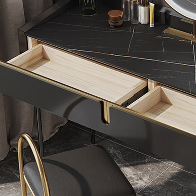 Modern Black Vanity Makeup Stone Top Dressing Table with Storage Clearhalo 'Bedroom Furniture' 'furn' 'furn_makeup_vanities' 'Furniture' 'Makeup Vanities' 'makeup_vanities' 5516482
