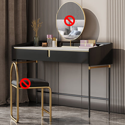 Modern Black Vanity Makeup Stone Top Dressing Table with Storage Makeup Vanity 31.5"L x 18"W x 33.5"H Clearhalo 'Bedroom Furniture' 'furn' 'furn_makeup_vanities' 'Furniture' 'Makeup Vanities' 'makeup_vanities' 5516488