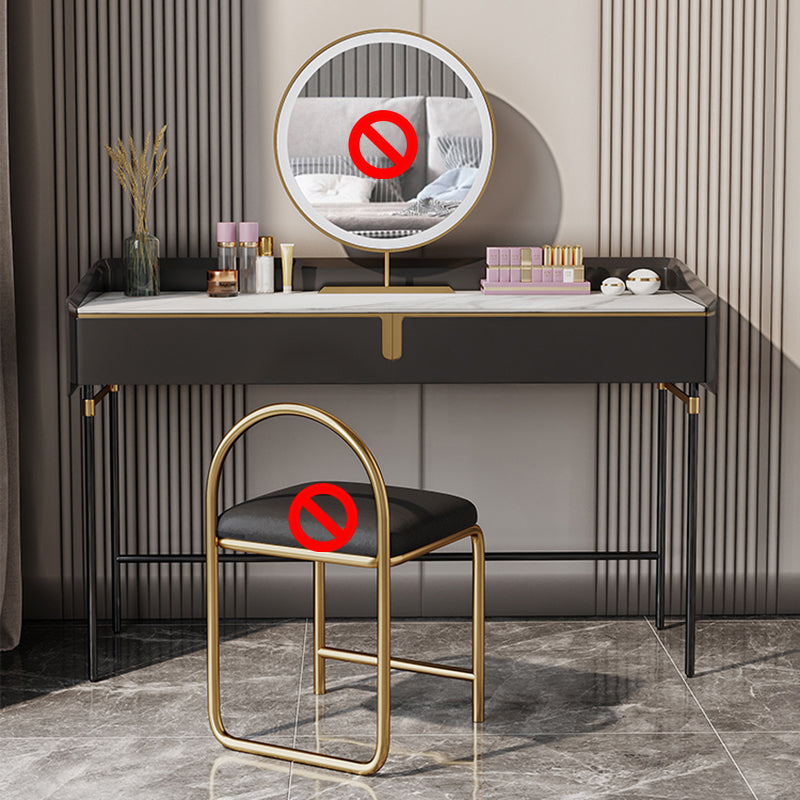 Modern Black Vanity Makeup Stone Top Dressing Table with Storage Makeup Vanity 39.5"L x 18"W x 33.5"H Clearhalo 'Bedroom Furniture' 'furn' 'furn_makeup_vanities' 'Furniture' 'Makeup Vanities' 'makeup_vanities' 5516489