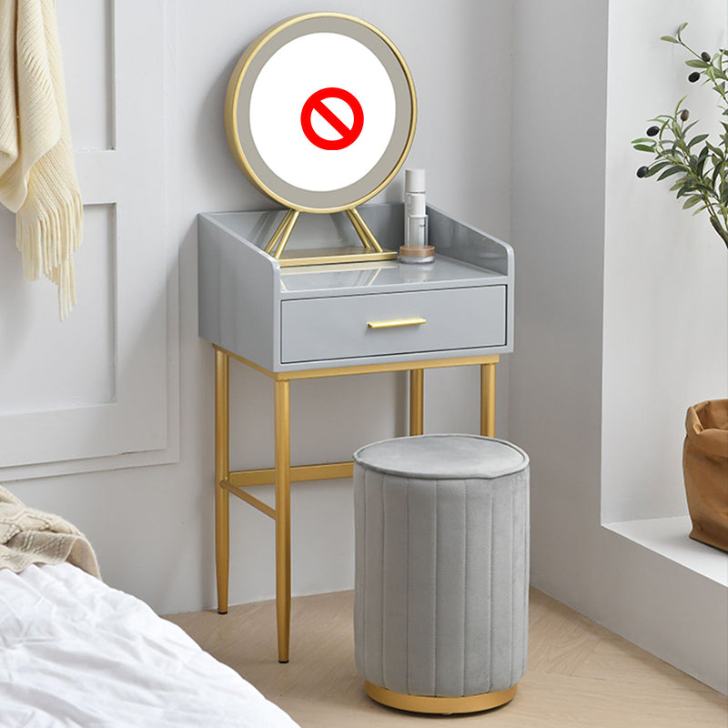 Wooden Vanity Set with 1 Drawer Luxurious Make-up Vanity in White/Grey Makeup Vanity & Stools 15.7"L x 15.7"W x 29.5"H Grey Clearhalo 'Bedroom Furniture' 'furn' 'furn_makeup_vanities' 'Furniture' 'Makeup Vanities' 'makeup_vanities' 5516552