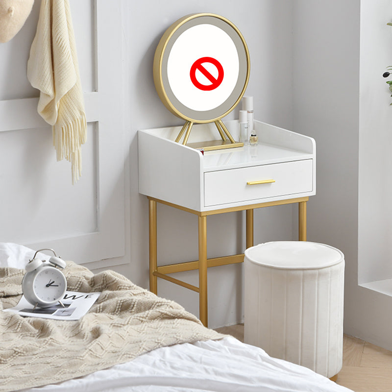 Wooden Vanity Set with 1 Drawer Luxurious Make-up Vanity in White/Grey Makeup Vanity & Stools 15.7"L x 15.7"W x 29.5"H White Clearhalo 'Bedroom Furniture' 'furn' 'furn_makeup_vanities' 'Furniture' 'Makeup Vanities' 'makeup_vanities' 5516553